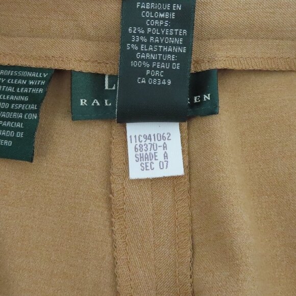 Lauren Ralph Lauren LRL Women 12 Tan Brown Stirrup Pants Leather Patches NEW Y2K - Picture 9 of 12